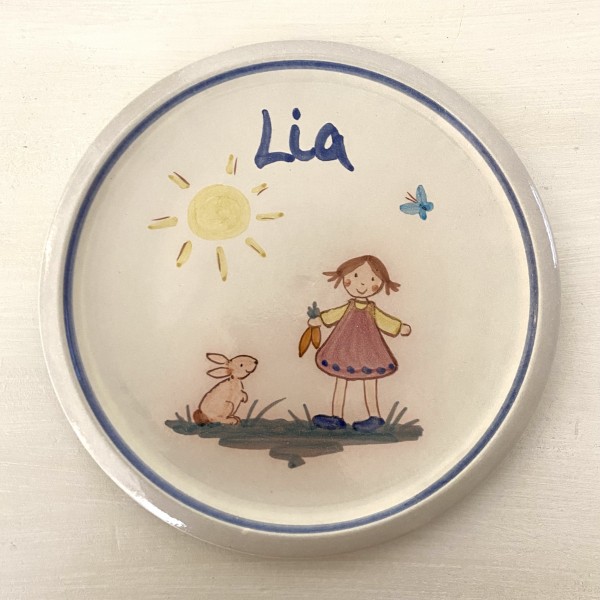Kinderteller Mädchen mit Hase, mit Namen