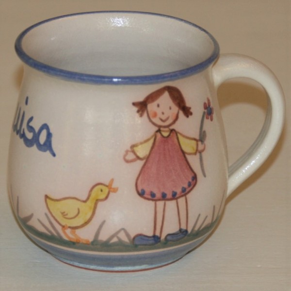 Kindertasse Mädchen mit Gänschen, mit Namen