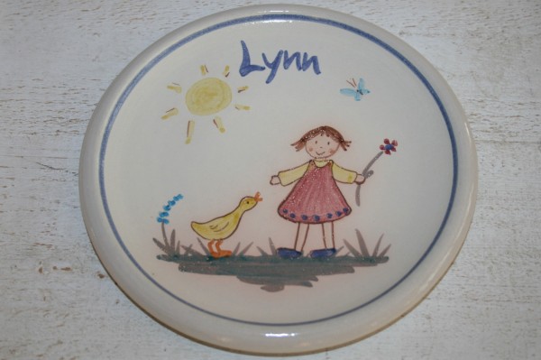 Kinderteller Mädchen mit Gänschen, mit Namen
